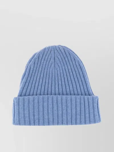 Alexander Wang Woolen Hat With Folded Cuff And Ribbed Texture In Baby Blue