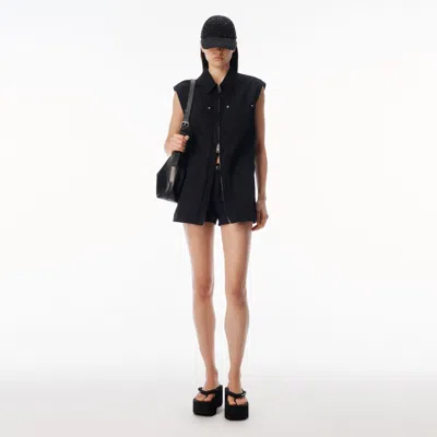Alexander Wang Workwear Micro Mini Romper In Black