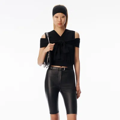 Alexander Wang Layered V-neck Vest With Tie-front Cardigan Detail In Black