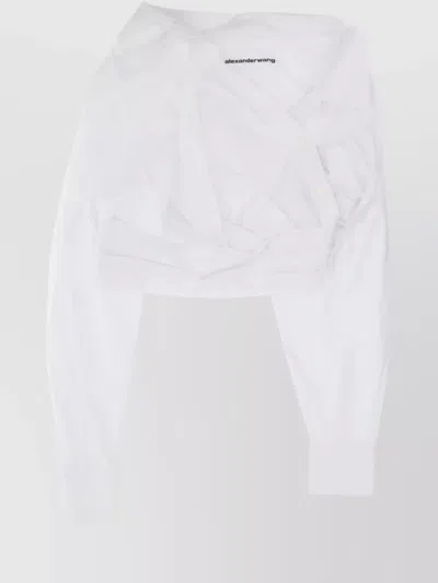 ALEXANDER WANG WRAPPED FRONT CROPPED SHIRT WITH BUTTON CUFFS