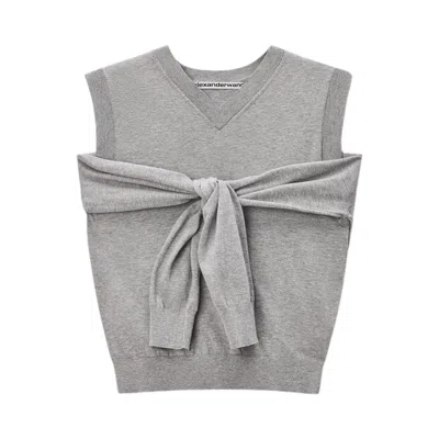 Pre-owned Alexander Wang Wrapped Vest Cardigan 'heather Grey' | Women's Size M In Gray
