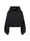 Alexander Wang Hooded Cropped Knitwear Long Sleeves In Black