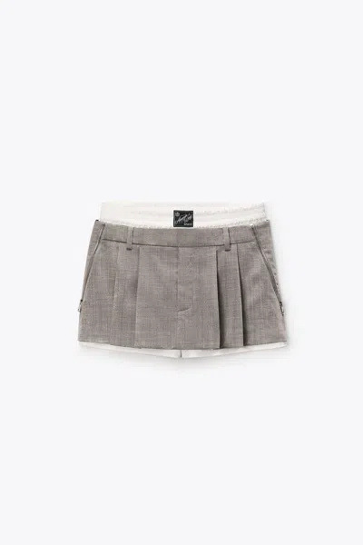 Alexander Wang Zip Detail Pre-styled Mid-rise Pleated Skort Light Heather Grey In Gray