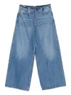 Alexander Wang Frayed Waist Wide Leg Zip-up Jeans In Blue