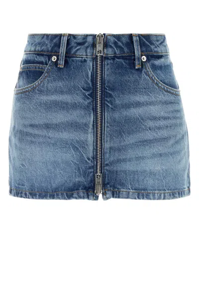 Alexander Wang Zip Front Mini Skort In Blue