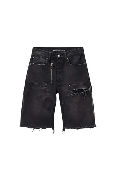 Alexander Wang Zip Mid-rise Carpenter Shorts In Black