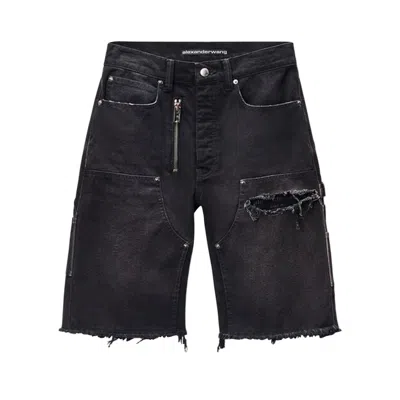 Pre-owned Alexander Wang Zip Mid-rise Carpenter Shorts 'vintage Black' | Women's Size 26