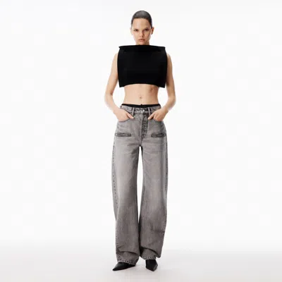 Alexander Wang Zip Silk Float Jean In Gray