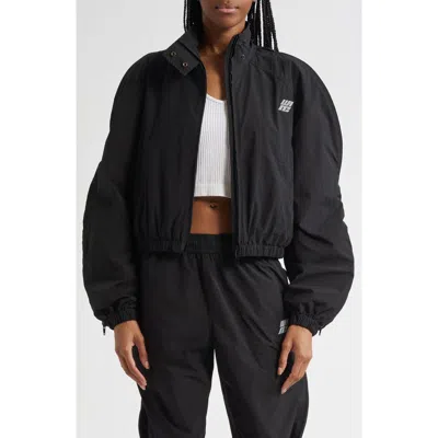Alexander Wang Zip Sleeve Oversize Crop Track Jacket In Black