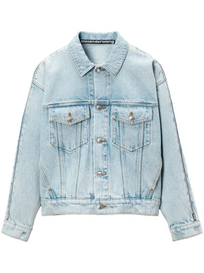 Alexander Wang Zip-sleeved Denim Jacket In 453 Bleach