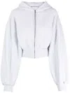 Alexander Wang Zip-up Cropped Hoodie In Grey