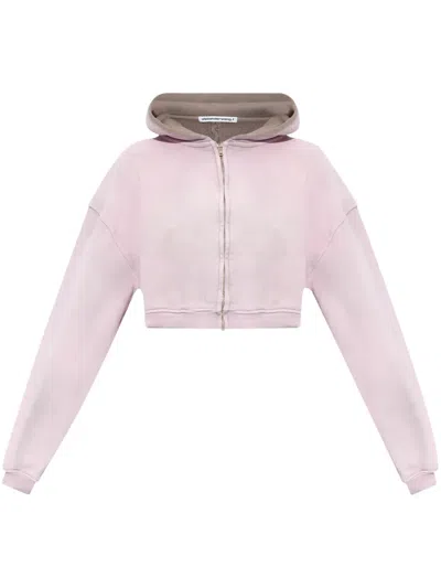 Alexander Wang Zip-up Cropped Hoodie In Pink