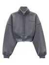 Alexander Wang Zip-up Cropped Sweatshirt In Gray
