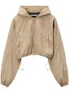 Alexander Wang Hooded Cropped Polyester Blend Jacket In Nude