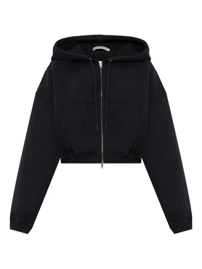 Alexander Wang Zip-up Hooded Sweater In Black