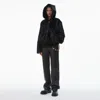 Alexander Wang Zip-up Hoodie In Calf Hair In Black