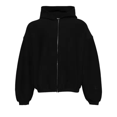 Pre-owned Alexander Wang Zip Up Hoodie With Matte Star A Puff Logo 'black' | Men's Size Xl