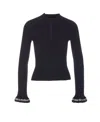 Alexander Wang Zip Up Logo Sweater In Black