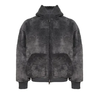 Pre-owned Alexander Wang Zip Up Shearling Hoodie 'dark Grey Melange' | Men's Size S In Gray