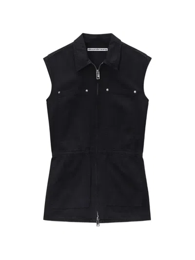 Alexander Wang Zip-front Playsuit In Black