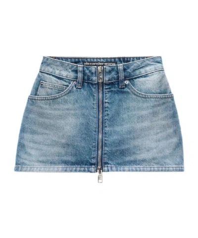 Alexander Wang Zip Front Mini Skort In Blue