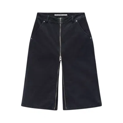 Pre-owned Alexander Wang Zipper And Workwear Details Mid-rise Midi Skort 'washed Black' | Women's Size 2