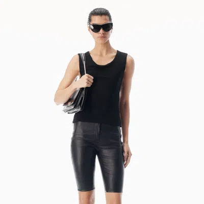 Alexander Wang Zipper Detail Cowl Neck Tank In Black