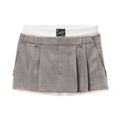 Pre-owned Alexander Wang Zipper Details Pre-styled Pleated Skort 'light Heather Grey' | Women's Size 2