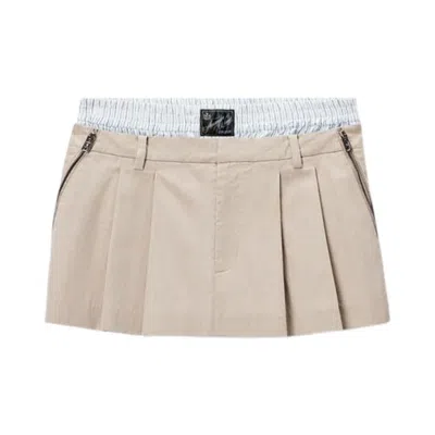 Pre-owned Alexander Wang Zipper Details Pre-styled Pleated Skort 'stone' | Grey | Women's Size 2