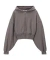 Alexander Wang Zippered Hooded Sweatshirt In Gray