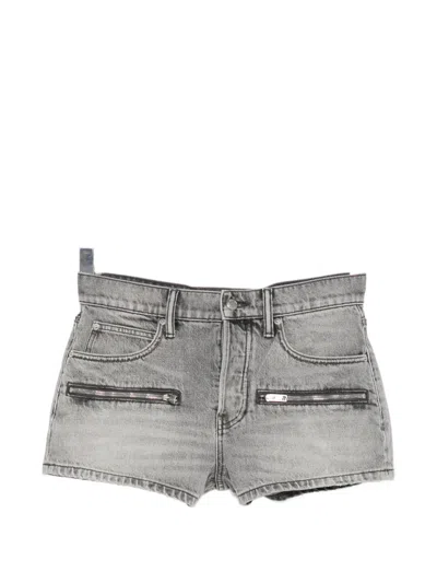 Alexander Wang Zip-pocket Denim Shorts In Gray