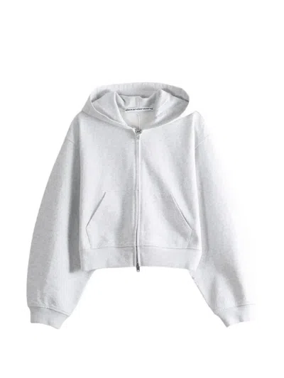 Alexander Wang Zip-up Cropped Hoodie In Gray