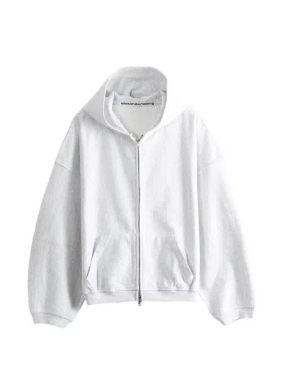 Alexander Wang Zip-up Dropped-shoulder Hoodie In Black
