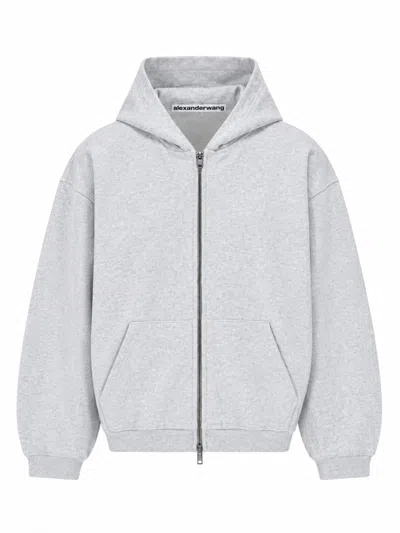 Alexander Wang Zip-up Hoodie In Gray