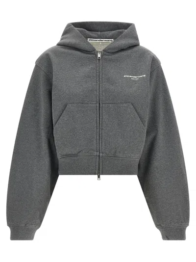 Alexander Wang Logo-print Cotton Sweatshirt In Gray