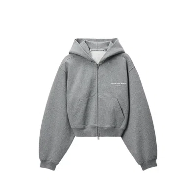 Alexander Wang Logo-print Zip-up Hoodie In Gray