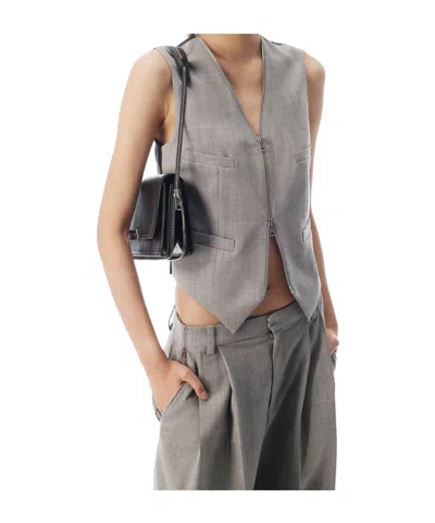 Alexander Wang Zip-up Tailored Vest In Gray