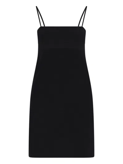 Alexander Wang -inspired Viscose-silk Midi Dress With Stretch Trim In Black