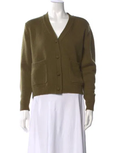 Pre-owned Alexandra Golovanoff Cashmere V-neck Sweater In Green