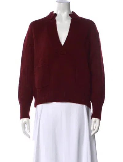 Pre-owned Alexandra Golovanoff Cashmere V-neck Sweater In Red