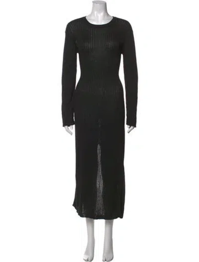 Pre-owned Alexandra Golovanoff Crew Neck Long Dress In Black