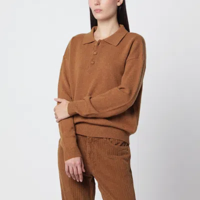 Alexandra Golovanoff Leon Havane 21 Oversized Cashmere Polo Shirt In Brown