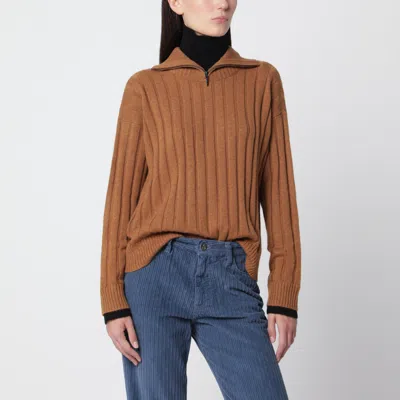 Alexandra Golovanoff Michel Bi Havane 21 Cashmere Turtleneck In Brown