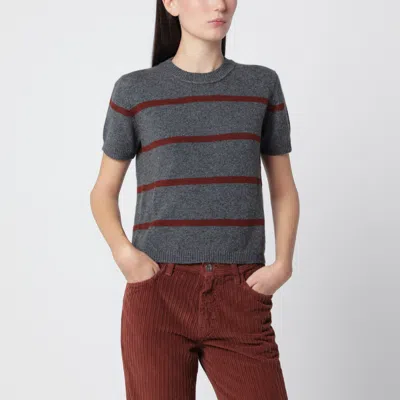 Alexandra Golovanoff Mini Andre Stripes Grey 21 Cashmere T-shirt In Gray