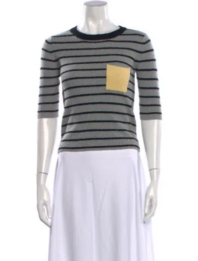 Pre-owned Alexandra Golovanoff Silk Striped Sweater In Grey