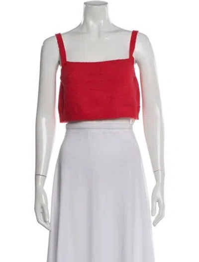 Pre-owned Alexandra Golovanoff Square Neckline Sleeveless Crop Top In Pink