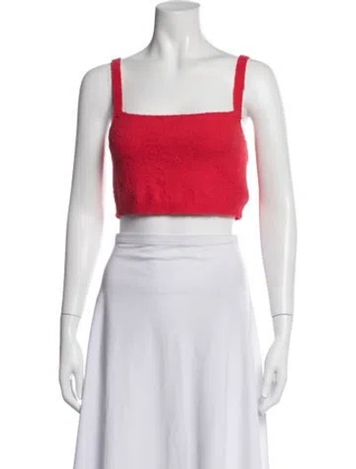 Pre-owned Alexandra Golovanoff Square Neckline Sleeveless Crop Top In Red