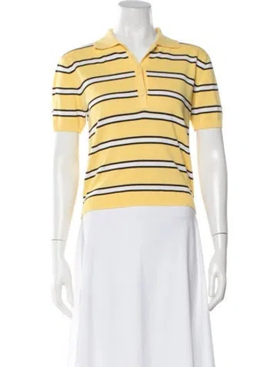Pre-owned Alexandra Golovanoff Striped Short Sleeve Polo In Yellow