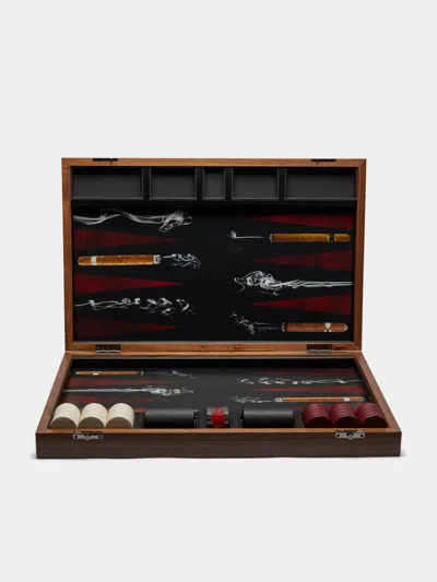 Alexandra Llewellyn Cigar Photographic Backgammon Set  Abask Gift Set In Brown
