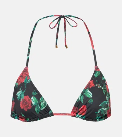 Alexandra Miro Alex Floral Bikini Top In Black